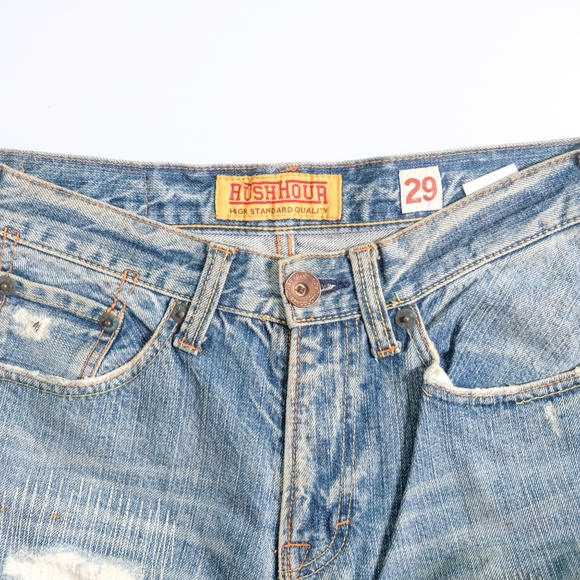 Rush hour distressed denim embroidery jeans (japan) - Picture 3 of 7
